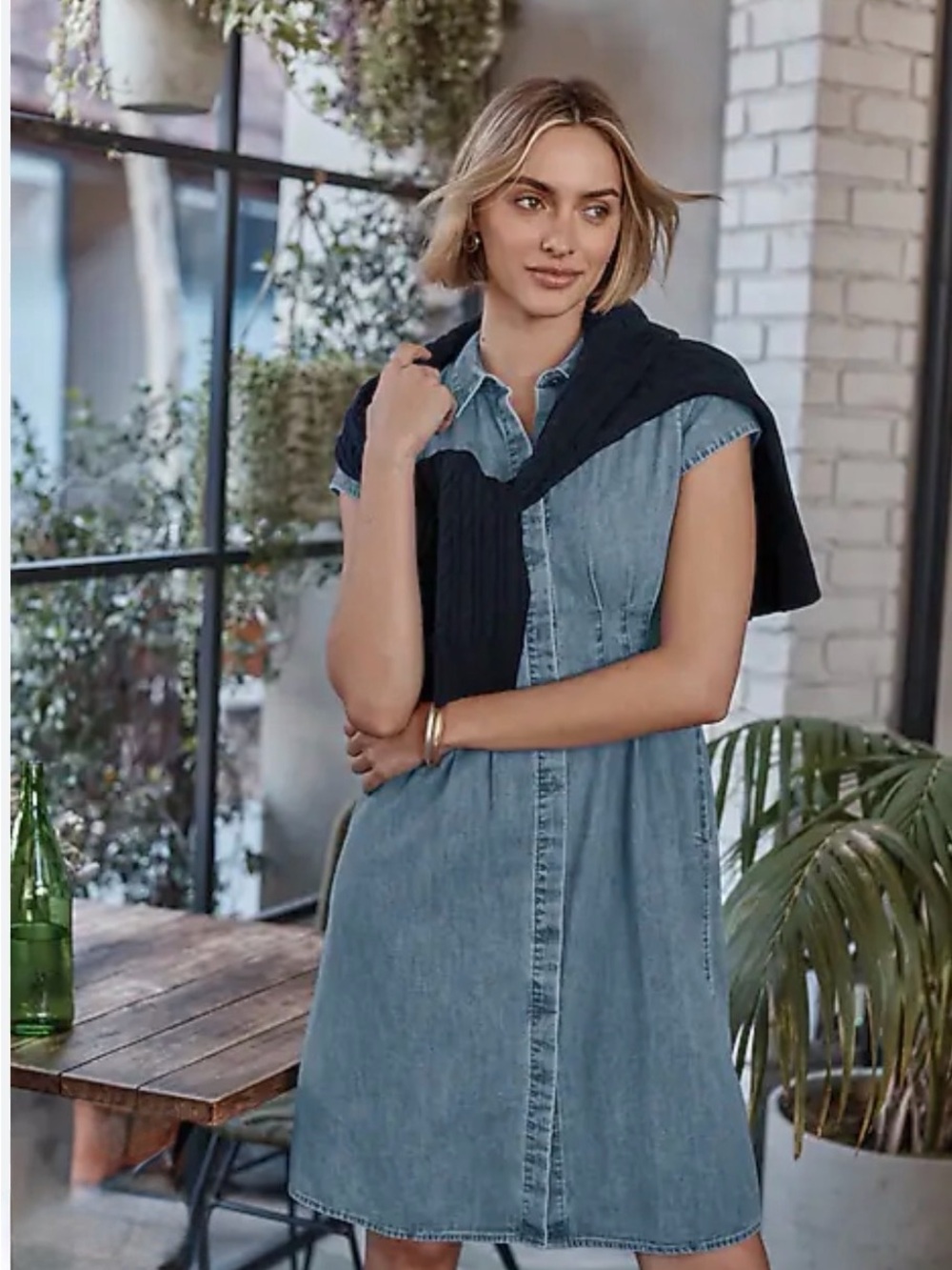 NWT J. Jill 100 % cotton Light Blue Denim Shirt Dress XLP